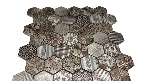 Modern Luxury Art 300*300mm Hexagonal Inkjet Metal Mosaic