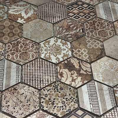 Modern Luxury Art 300*300mm Hexagonal Inkjet Metal Mosaic