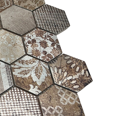 Modern Luxury Art 300*300mm Hexagonal Inkjet Metal Mosaic