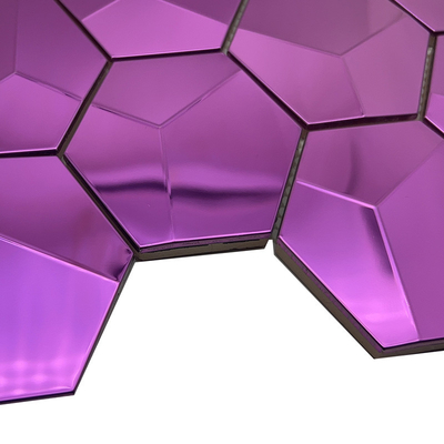 Hexagon Shape Mosaic Tiles Violet  Color Wall Kitchen Backsplash Stainless Steel Metal Mosaic Tiles