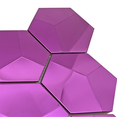Hexagon Shape Mosaic Tiles Violet  Color Wall Kitchen Backsplash Stainless Steel Metal Mosaic Tiles