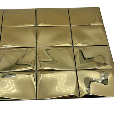 300*300 3D Bread Titanium Mirror 304 201 Stainless Steel Decorative Bar Home Hotel Mosaic Ceramic Tile