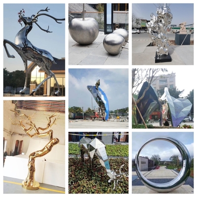 ODM 304 Animal Elephant Rabbit 304 Powder Coated Painting Sculpt Mirror Polished 316L Stainless Steel Sculpture Street