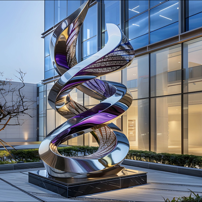 Customized Circle Water Line Green Spray Coating Sculp 304 Mirror Polished Stainless Steel Sculpture
