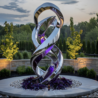 Customized Circle Water Line Green Spray Coating Sculp 304 Mirror Polished Stainless Steel Sculpture