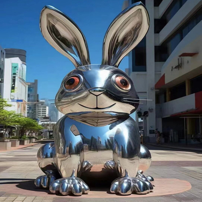ODM 304 Animal Elephant Rabbit 304 Powder Coated Painting Sculpt Mirror Polished 316L Stainless Steel Sculpture Street
