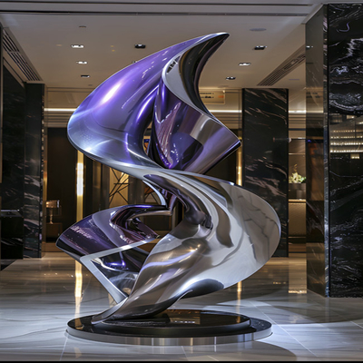 Customized Circle Water Line Green Spray Coating Sculp 304 Mirror Polished Stainless Steel Sculpture