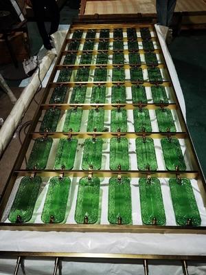 Custom Size Stainless Steel Screen Partition With Moru Glass For Interior Decoration In Gold Color