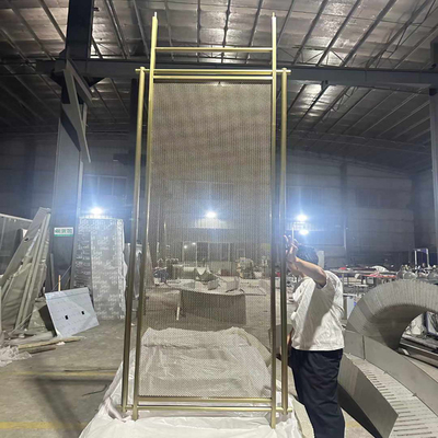 Custom 304 Rose Gold Bronze Color Brushed Hairline Hollow Stainless Steel Entrance Metal Screen Partition