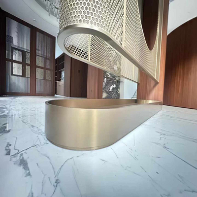 Custom 304 Rose Gold Bronze Color Brushed Hairline Hollow Stainless Steel Entrance Metal Screen Partition