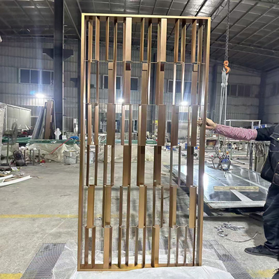 Gold Colored Glass Laser Engrave 304 Stainless Steel Screen Partition For Villa Hotel