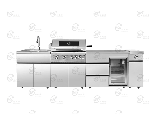 304 Stainless Steel Sliver Custom Design Full Set Outdoor BBQ Kitchen Cabinet
