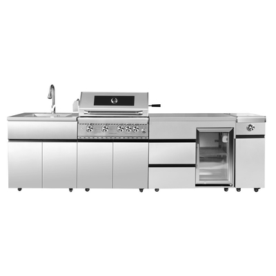 304 OEM ODM Outdoor Stainless Steel Kitchen Cabinets Courtyard Villa Barbecue