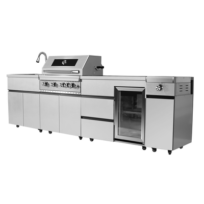304 OEM ODM Outdoor Stainless Steel Kitchen Cabinets Courtyard Villa Barbecue