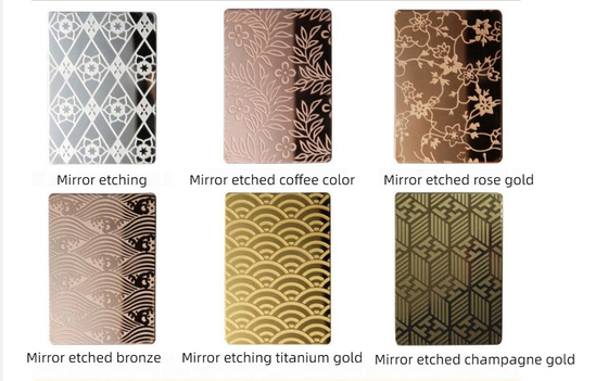 Antique 304 Gold Etching Super Mirror Color Stainless Steel Sheet For Wall Cladding Panel