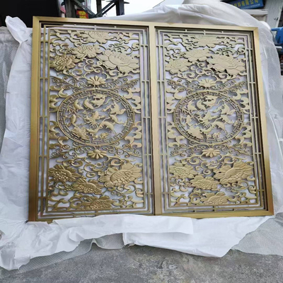Bronze Color Brushed Hairline Laser Cutting 304 Stainless Steel Metal Screen Partition For Hotel Decoration