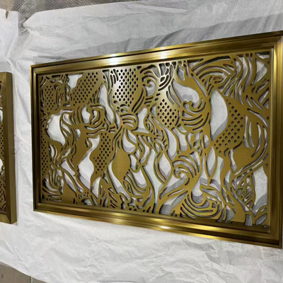 Laser Cutting Metal Brass Gold Indoor Partition Stainless Steel Screen For Entry