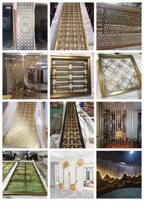 Laser Cutting Metal Brass Gold Indoor Partition Stainless Steel Screen For Entry