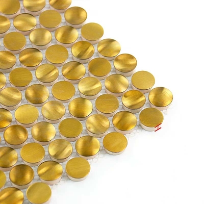 Round Shape Gold Color Stainless Steel Mosaic Tile For Wall Background