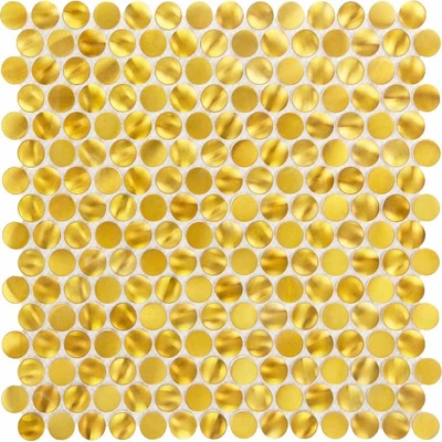 Round Shape Gold Color Stainless Steel Mosaic Tile For Wall Background