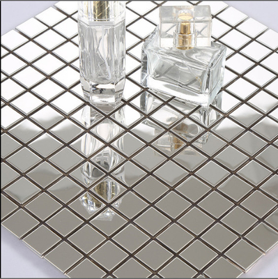 Square Silver Color Stainless Steel Mosaic Tile For Wall Decoration