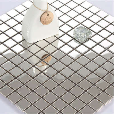Square Silver Color Stainless Steel Mosaic Tile For Wall Decoration