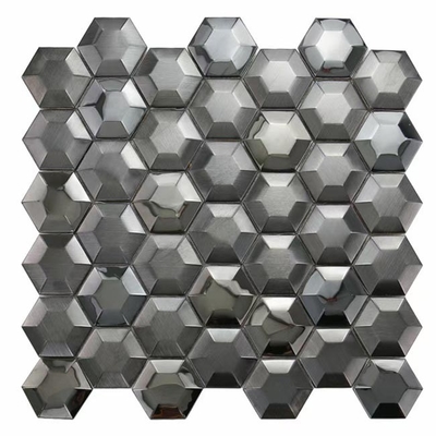 3D Hexagon Silver Color Stainless Steel Mosaic Tile For Wall Decoration