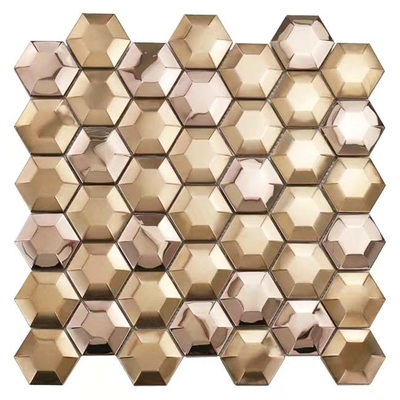 3D Hexagon Silver Color Stainless Steel Mosaic Tile For Wall Decoration