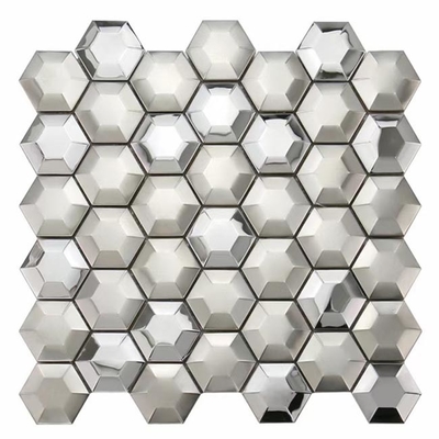 3D Hexagon Silver Color Stainless Steel Mosaic Tile For Wall Decoration