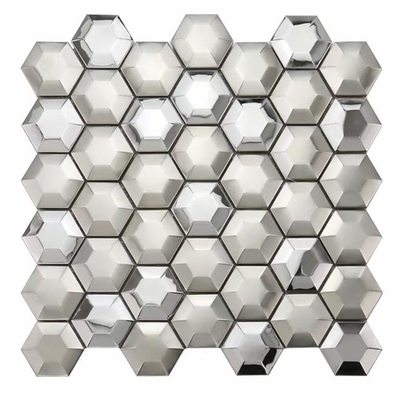 3D Hexagon Silver Color Stainless Steel Mosaic Tile For Wall Decoration