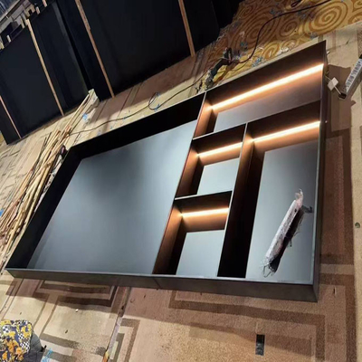 Customized Metal Stainless Steel Black Gold Living Room Display Cabinet Bookshelf