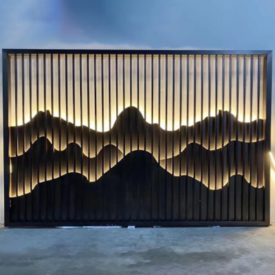 Gold Colored Glass Laser Engrave 304 Stainless Steel Screen Partition For Villa Hotel