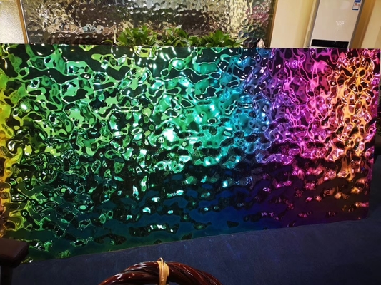 4X8ft Gold Colored Stainless Steel Sheet Silver Mirror Polished Waved Metal Sheet For Hotel