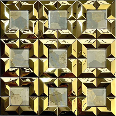 3D Unique Textured Wall Art Panels Stainless Steel Metal Mosaic