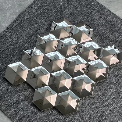 Rose Gold Stainless Steel Plates For Hexagonal Hotel Wall Decoration In Various Colors