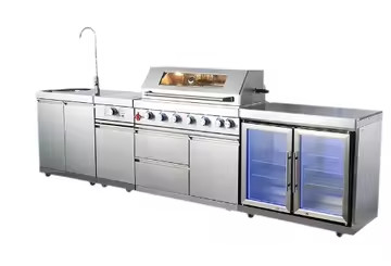 Anti -scratch Countertop Metal Display Cabinets Outdoor Kitchen For Villa Courtyard