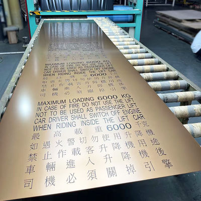 İyi bir fiyat. Beş Yıldızlı Otel Asansörü İçin Parmak izi önleyici 8k Altın Pvd Kaplama Paslanmaz Çelik Yaprak çevrimiçi