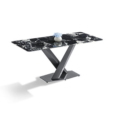 İyi bir fiyat. Modern Sinterli Taş Siyah Titanyum Paslanmaz Çelik Yemek Masası çevrimiçi