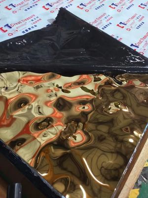 İyi bir fiyat. Tavan Dekorasyonu için 4X8feet 8K Ayna Ti-Altın Su Dalgalanma Paslanmaz Çelik Sac çevrimiçi