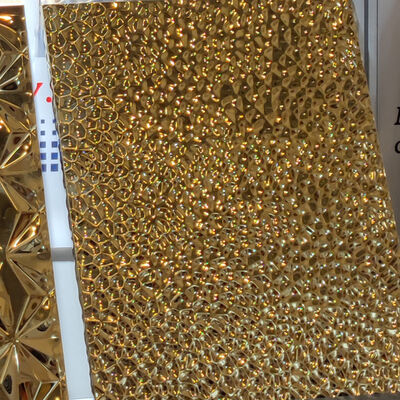 316L 304 0.8MM Kalınlığı Ayna Dalga Altın PVD Renkli Çekiç Paneli
