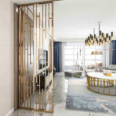 İyi bir fiyat. Altın Renkli Paslanmaz Çelik Ekran Bölme Yuvarlak Şekil Saç çizgisi Sanat Cam Salon Dekorasyonu Moda Tarzı çevrimiçi