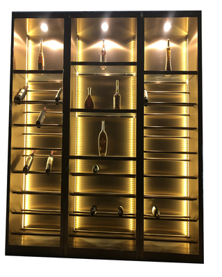 Custom Black Metal Stainless Steel Wine Cabinets Constant Temperature 12 To 18 Celsius