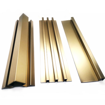 304 201 Custom Decor Champaign Gold Black Color Satin Finished Stainless Steel Tile Trim For Apartment Interior Decoration