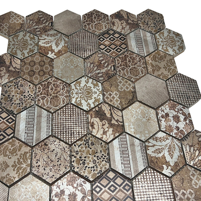 Modern Luxury Art 300*300mm Hexagonal Inkjet Metal Mosaic