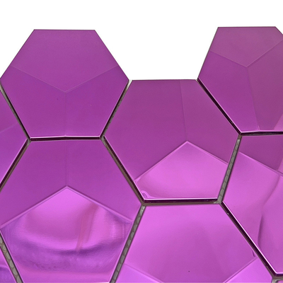 Hexagon Shape Mosaic Tiles Violet  Color Wall Kitchen Backsplash Stainless Steel Metal Mosaic Tiles