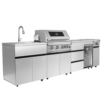 304 OEM ODM Outdoor Stainless Steel Kitchen Cabinets Courtyard Villa Barbecue