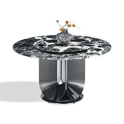 İyi bir fiyat. Yuvarlak Sinterlenmiş Taş Tabla Siyah Renk Paslanmaz Çelik Yemek Masası Döner Tabla İle çevrimiçi