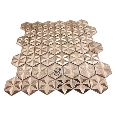 İyi bir fiyat. Orta Doğu Mavi fırçalı yüzey Popüler Dekorasyon Gül Altın ve Gümüş Renk Alüminyum Metal Mozaik Tile çevrimiçi