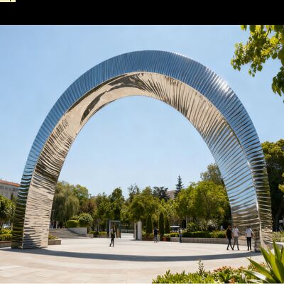 Arc Gümüş 316L Parlak Ayna Paslanmaz Çelik Heykel Parkı Mimarlık Merkezi Projesi