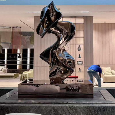 İyi bir fiyat. Modern Soyut Paslanmaz Çelik Heykel - Cilalı Siyah Titanyum Kaplama Otel Lobisi ve Lüks İç Dekorasyon İçin çevrimiçi